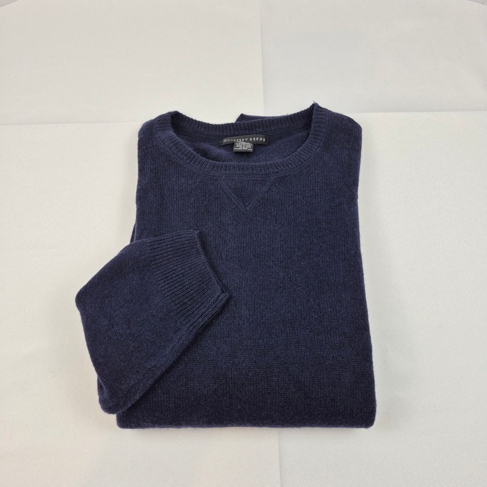 Geoffrey Beene Classic Crew Neck Knit Sweater XL Navy‎ Blue 60% Cashmere NWT